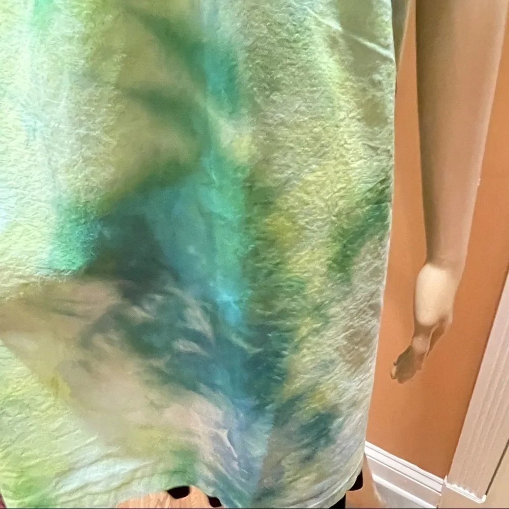 Tie Dye large Japanese wrap around apron with matching toque chef's hat green